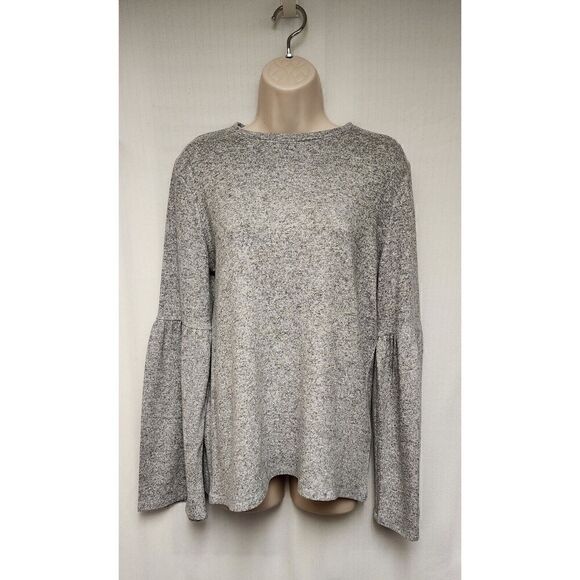 Zara Trafaluc Pullover Sweater Women’s Size Small Grey Long Bell Sleeves Medium - Picture 3 of 6